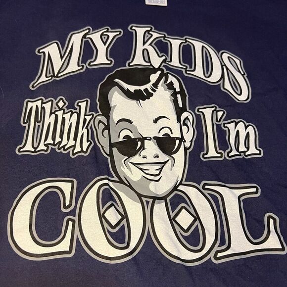 My Kids Think I'm Cool Grapgic T-Shirt Navy Short Sleeve Shirt Alstyle Apperal - Picture 4 of 7
